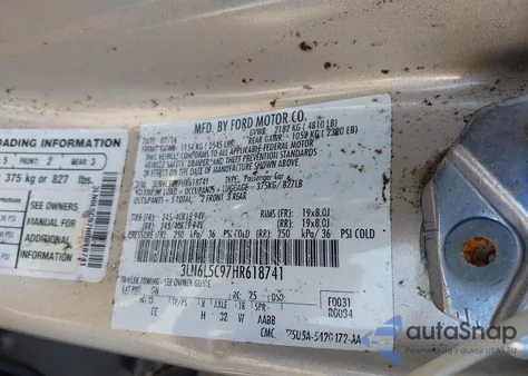 2017 Lincoln Mkz Select из США, поврежденный, VIN 3LN6L5C97HR618741